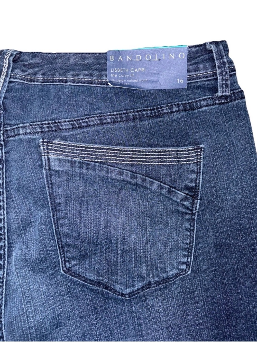 Bandolino Curvy Skinny Cropped Pants Blue Lisbeth Capri Flawless Stretch SZ 16 - Picture 4 of 8